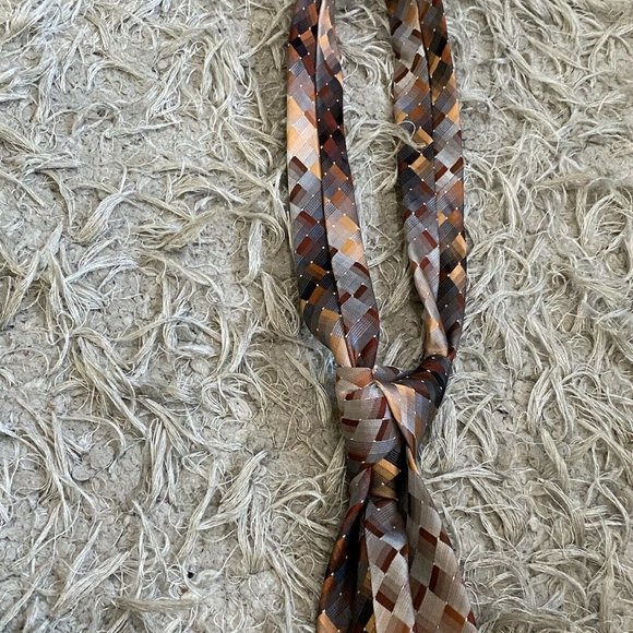 VAN HEUSEN Mens 100% Silk Grey Black Orange Tie - Picture 6 of 8